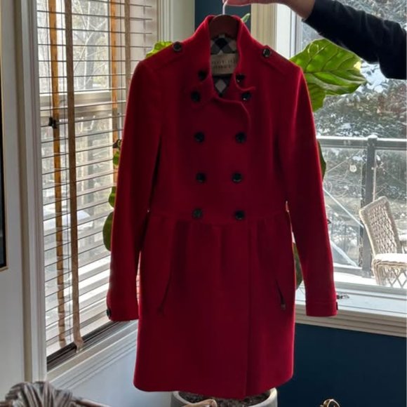 Burberry Red Wool Coat - Picture 3 of 8